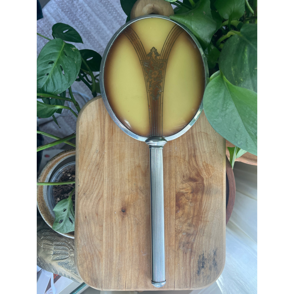 Vintage Art Deco Vanity Hand Mirror – Romantic Boudoir Decor - Picture 2 of 7